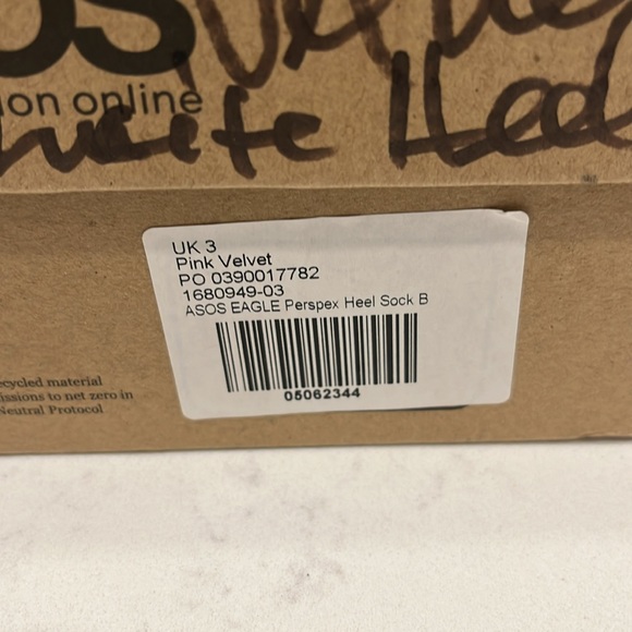 EUC ASOS US SIZE 5. Crushed velvet stretch booty w/ clear lucite heel, Blush - Picture 5 of 9